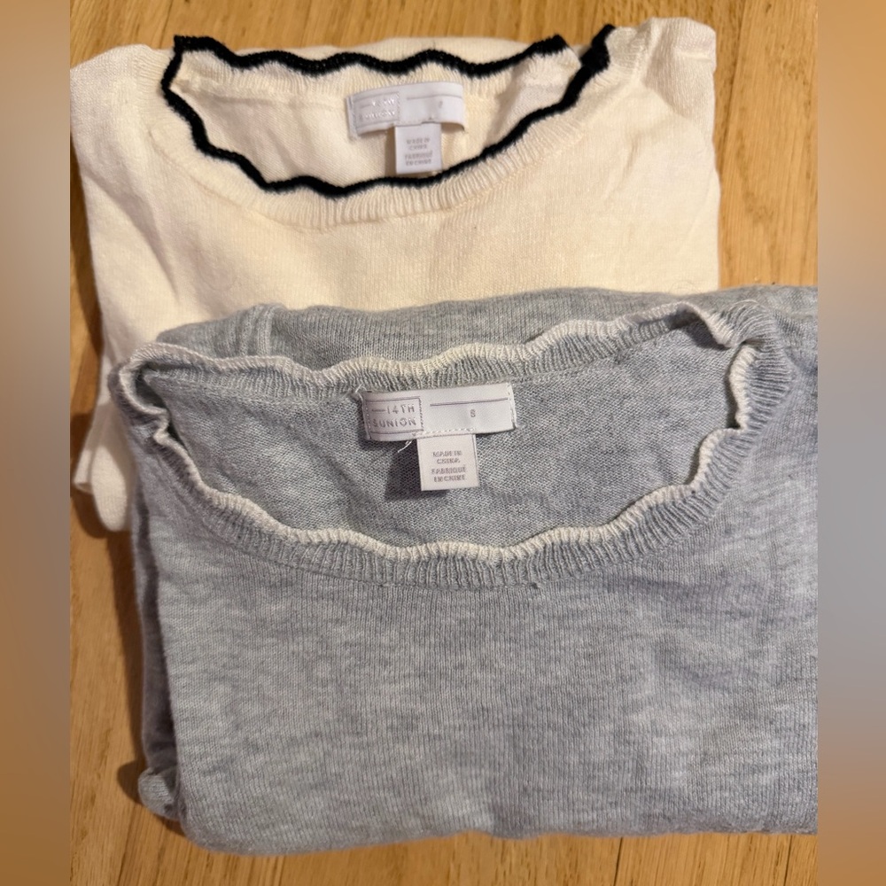 Elegant Cream and Gray Sweater Set